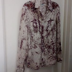 4/$30 Kimchi Blue Shirt tie dye/embroidery western